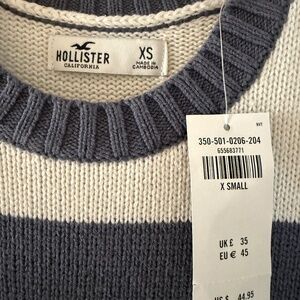 Hollister Oversized striped jumper in blue and white